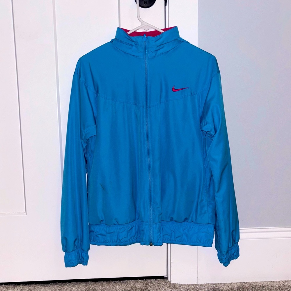 Nike windbreaker with roll up hood, reversable jacket